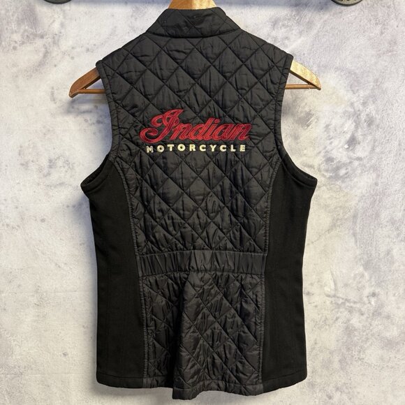 Indian Motorcycle Quilted Vest Black Full Zip Womens XS Black - Picture 2 of 11